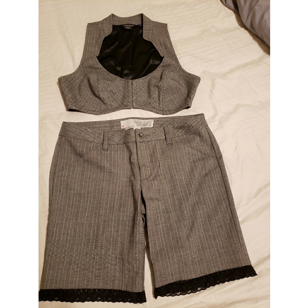 Guess stretch Dress Shorts with Crop Vest Top
